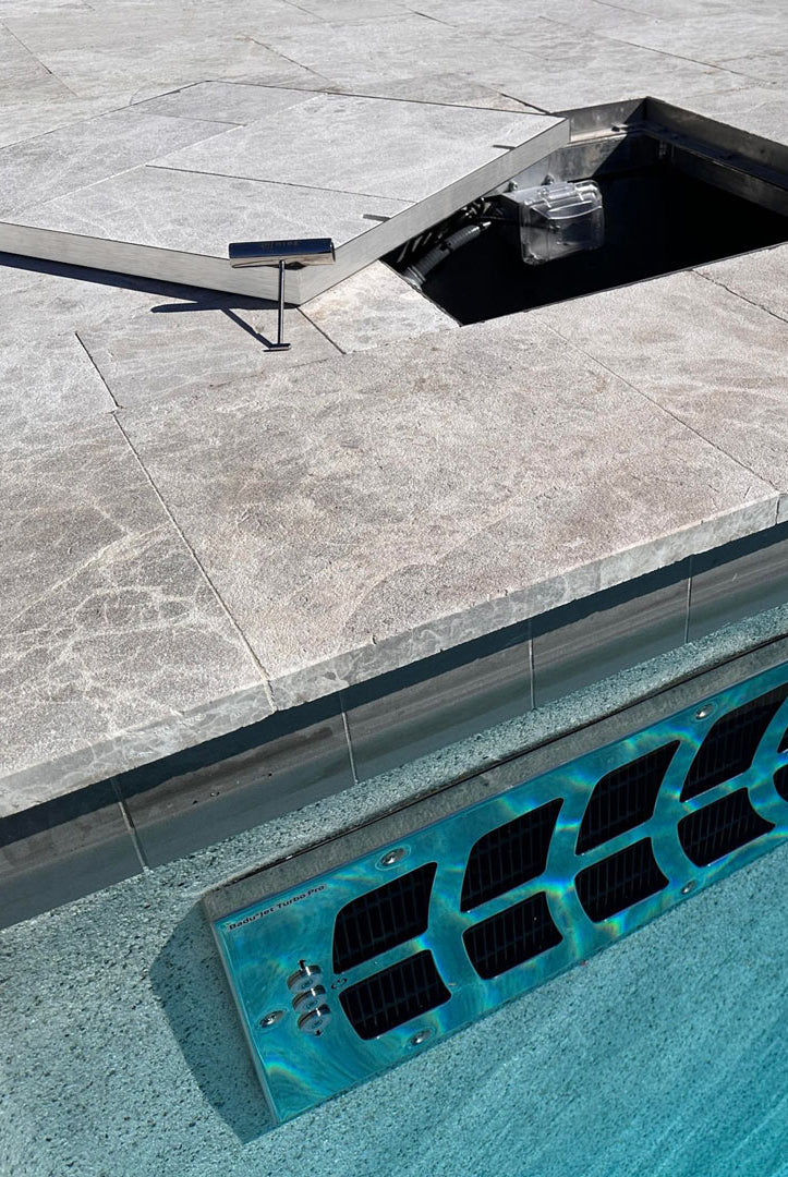 Large HIDE utility cover used to cover pool swim jet access point