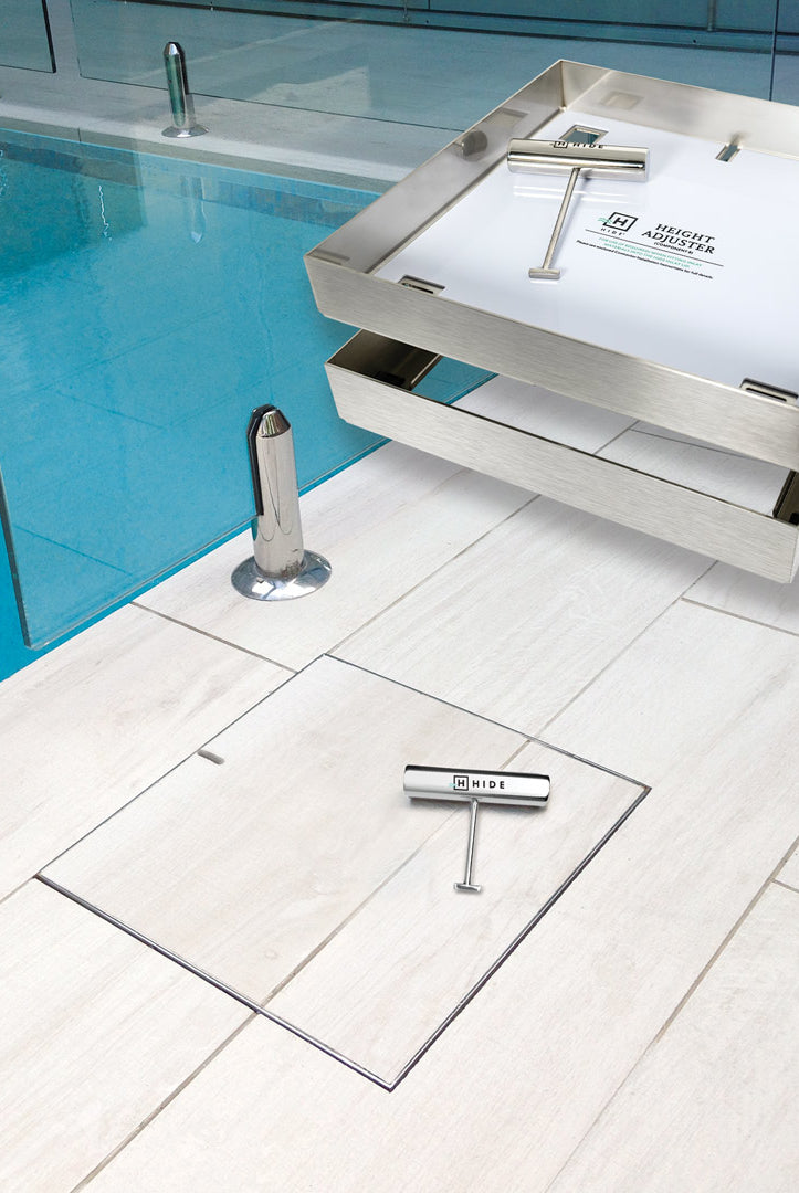 HIDE Skimmer Cover with key also showing kit hardware image overlaid