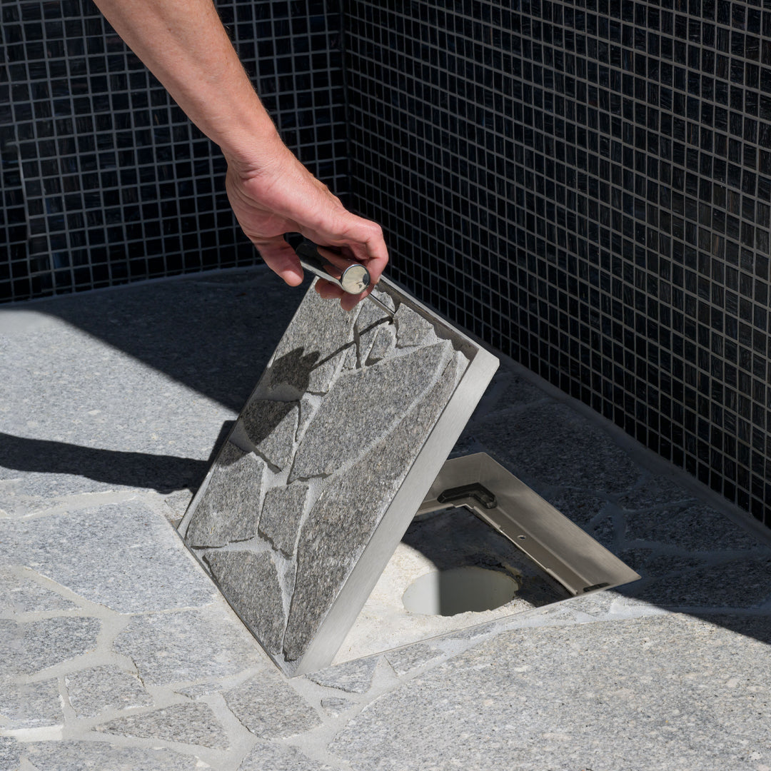 HIDE Drain Cover with matched inlay making it virtually invisible