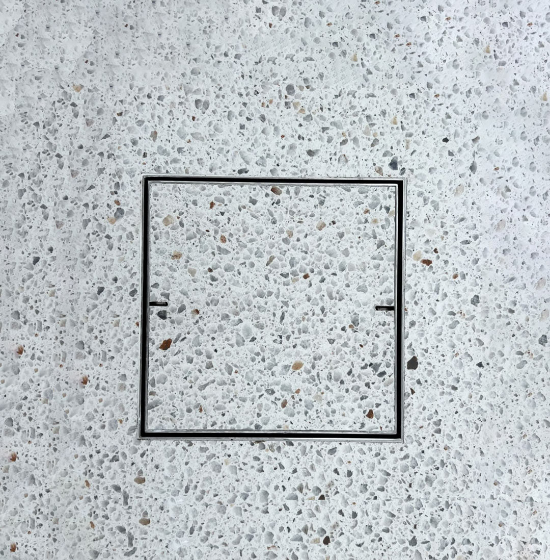 HIDE concrete drain cover filled with concrete and polished