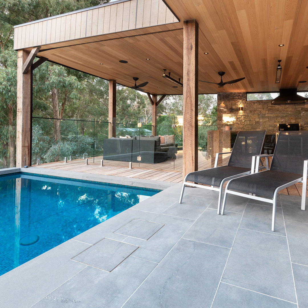 Two HIDE access covers side by side on the poolside