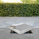 Product photo of HIDE Skimmer Cover on top of edge protector frame with safety key